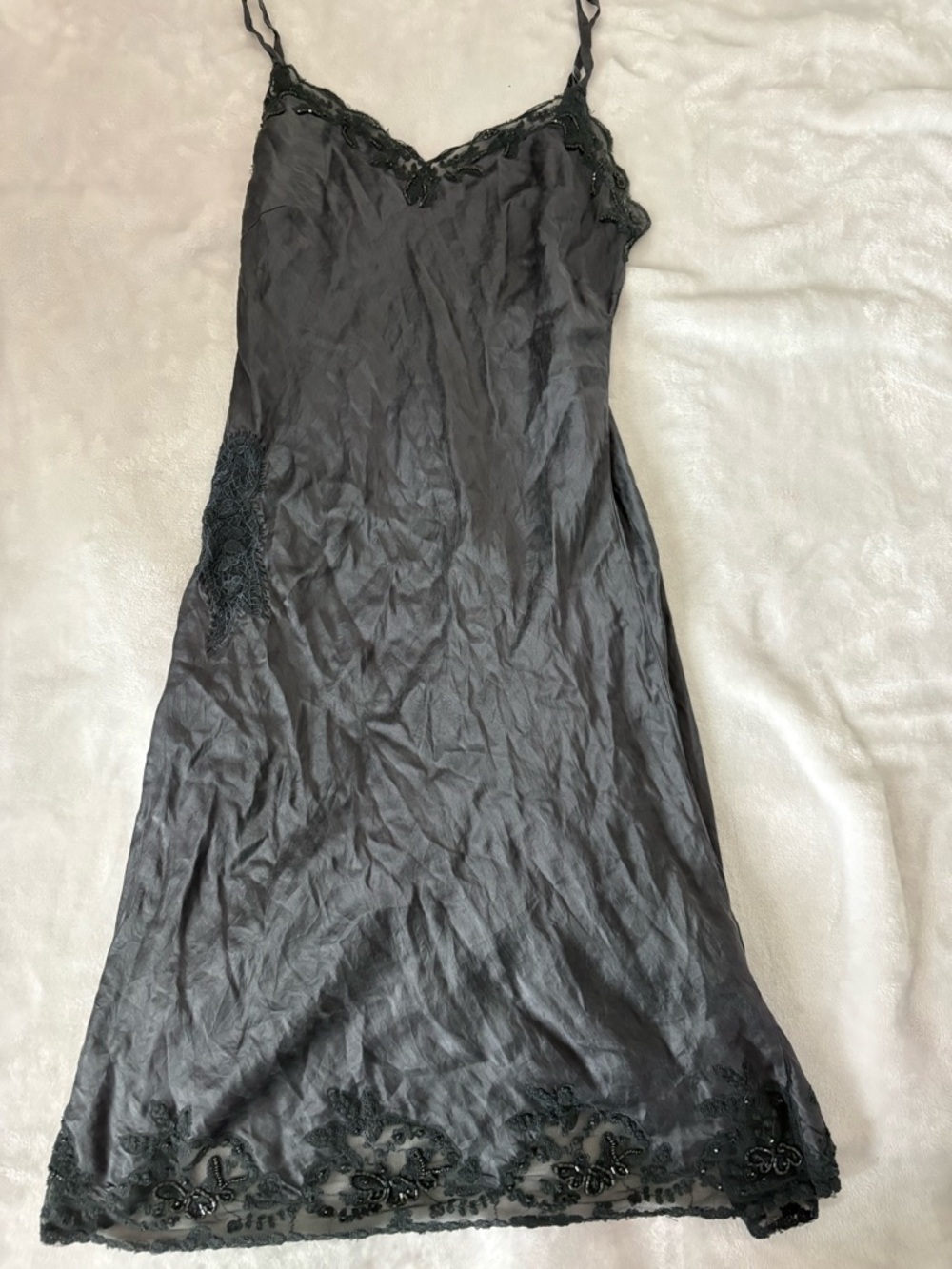 Twinset Simona Barbier Black Lace-Trim Slip Dress